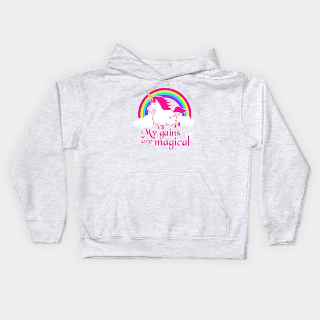 Barbell Unicorn, gym girl, weightlifting women, fitness Kids Hoodie by TimAddisonArt